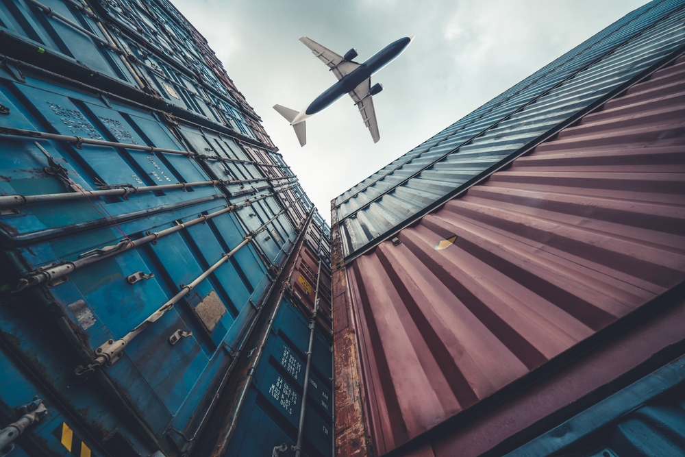 Freight,Airplane,Flying,Above,Overseas,Shipping,Container,.,Logistics,Supply